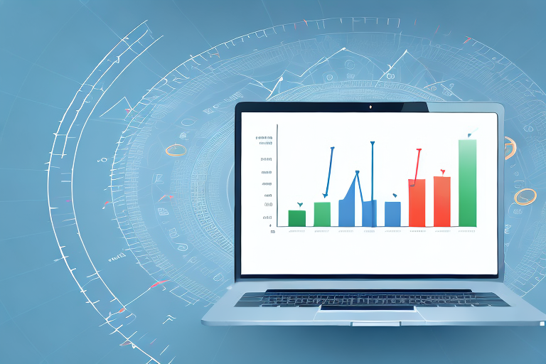 A dynamic stock market chart with upward arrows